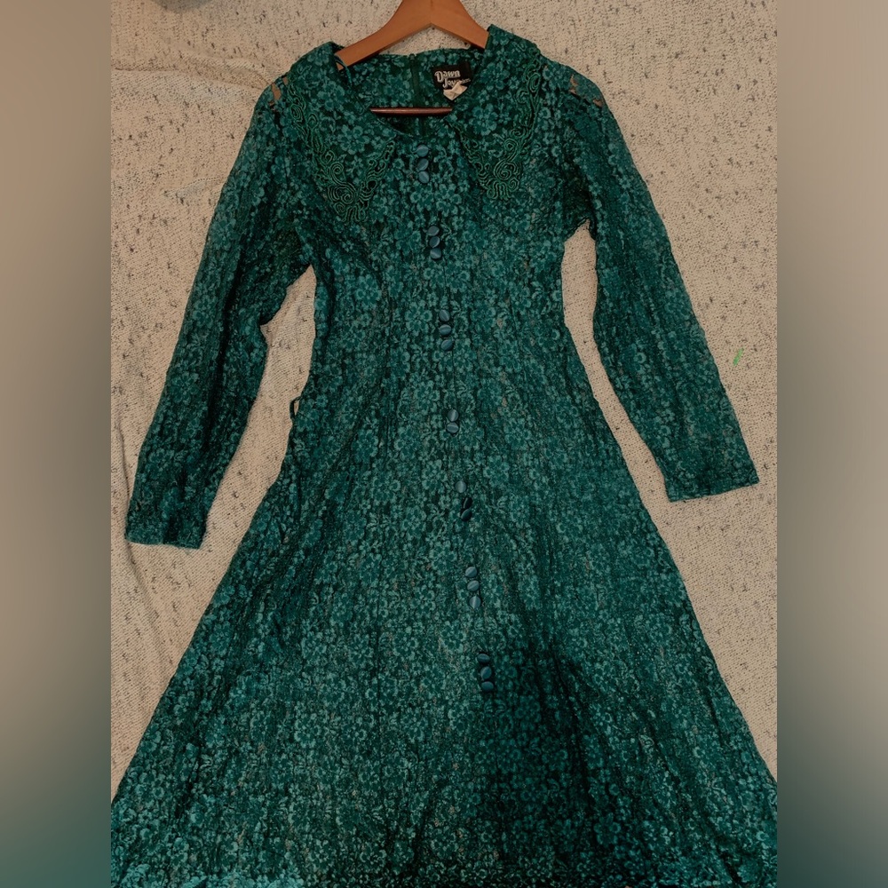 Rare Vintage 70s corset lace see-through dress with beautiful details- Dawn joy